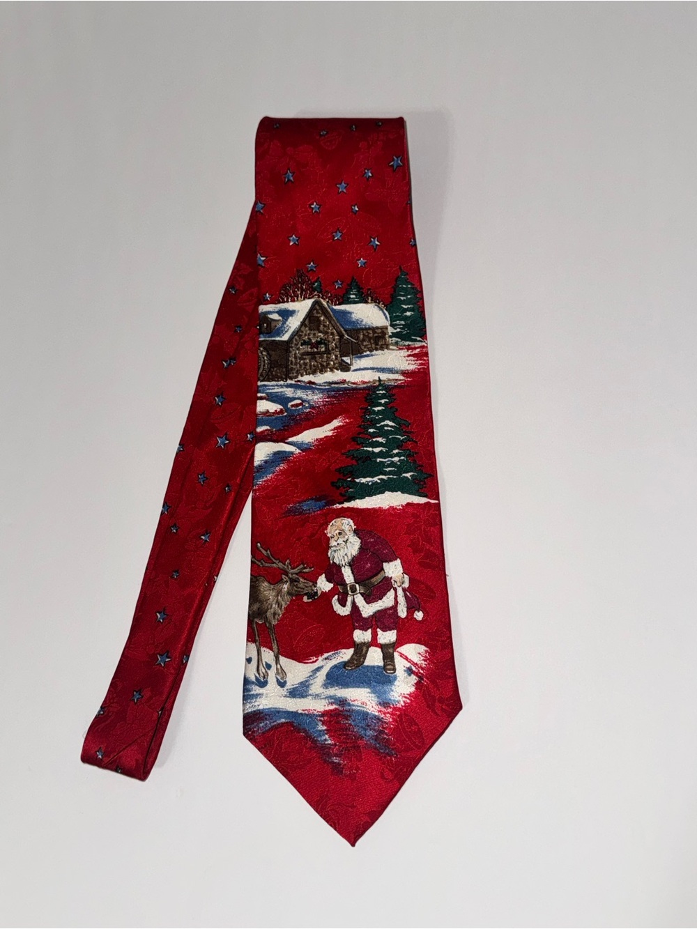 Town Craft Holiday Santa & Reindeer Tie - Classic Christmas Design